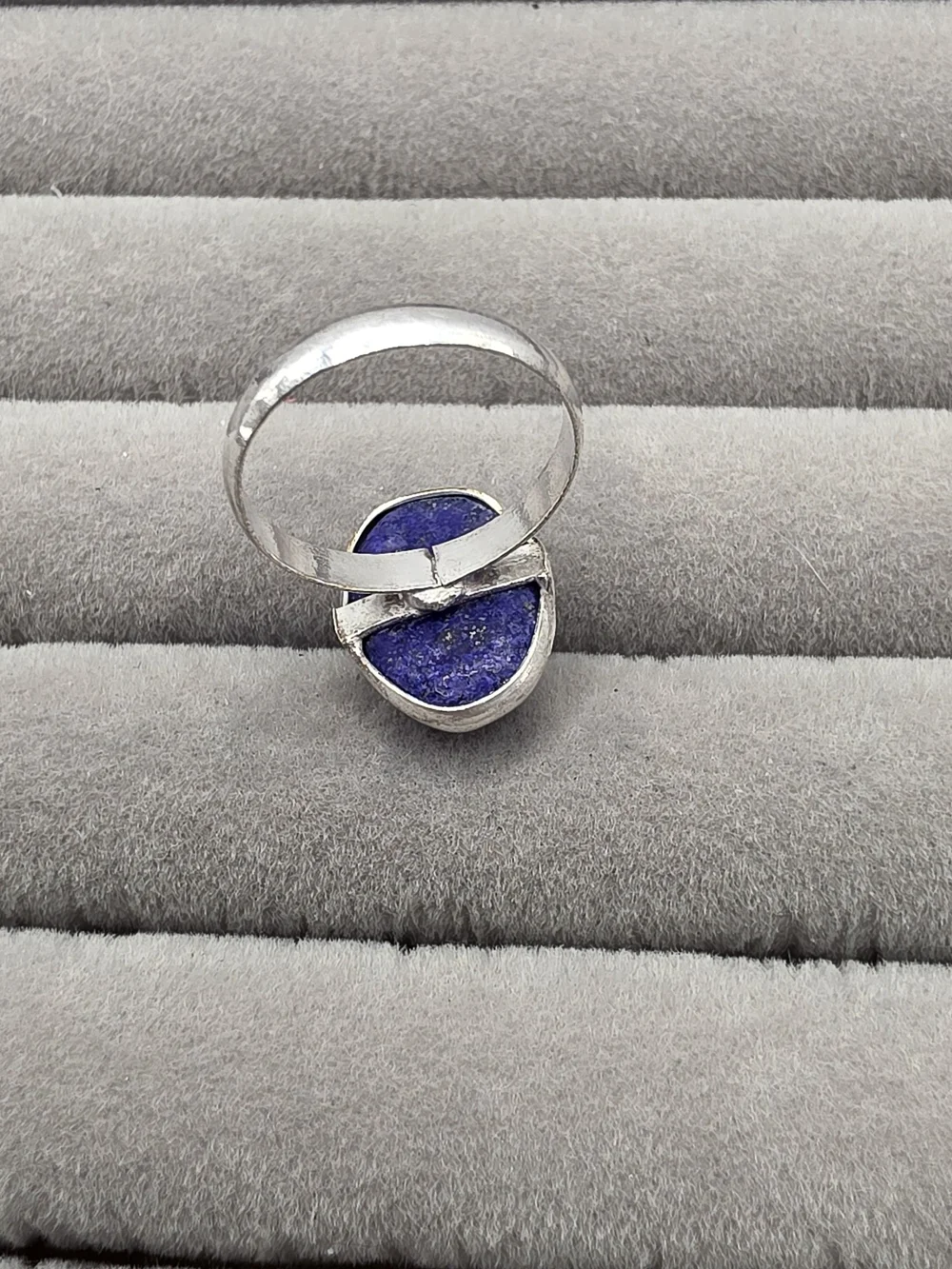 Lapis Lazuli Oval Silver Plated Ring Size 6 1/4 - Blue Stone Women's Jewelry